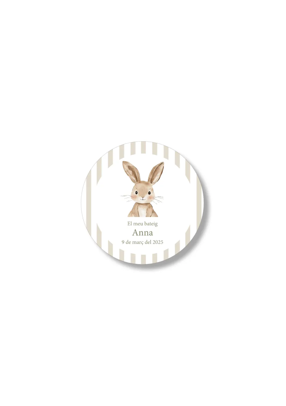 Adhesivos bautizo personalizables Rayas Animales. 60 mm de diámetro.