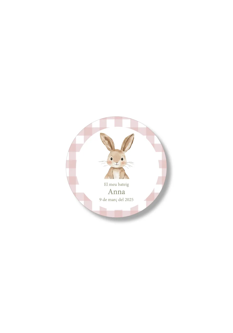 Adhesivos bautizo personalizables Vichy. 60 mm de diámetro.
