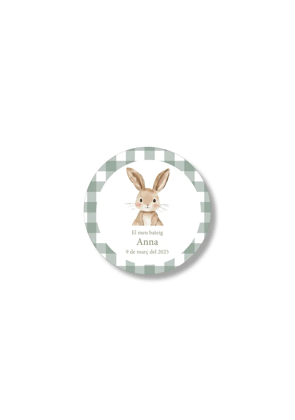 Adhesivos bautizo personalizables Vichy. 60 mm de diámetro.
