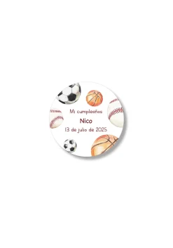 Adhesivos personalizables con motivos de deportes. 60 mm de diámetro.