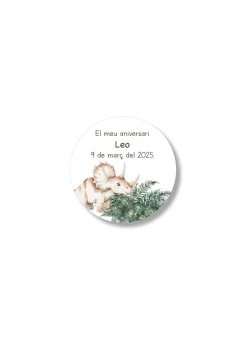 Adhesivos personalizables con motivos de dinosaurios. 60 mm de diámetro.