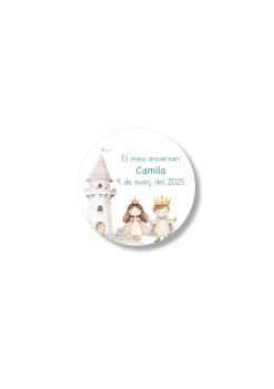 Adhesivos personalizables con motivos de princesas y príncipes.. 60 mm de diámetro.