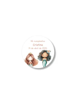 Adhesivos personalizables con motivos de sirenas. 60 mm de diámetro.