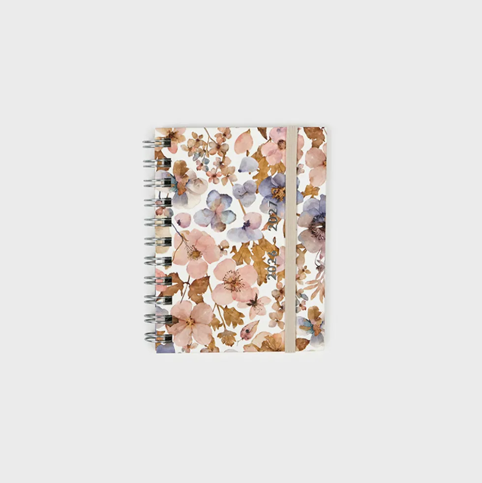 Agenda académica A6 2026-27 - Pressed Flowers Light