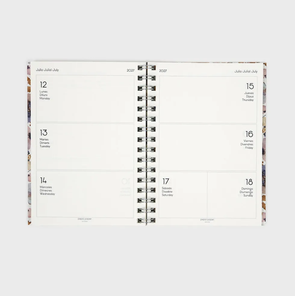 Agenda académica A5 2026-27 - Pressed Flowers Light