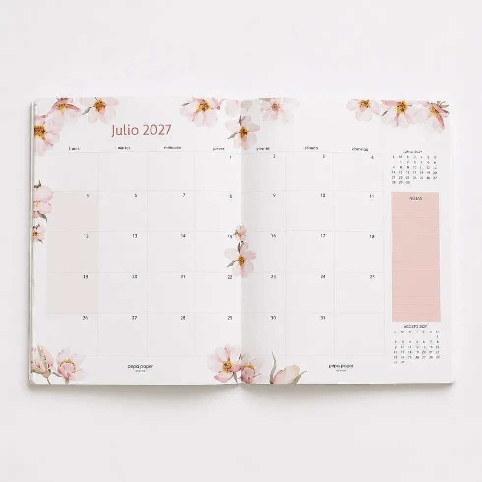 Agenda Mensual 2026-27 Castellano - 16 meses - Blue Magnolia