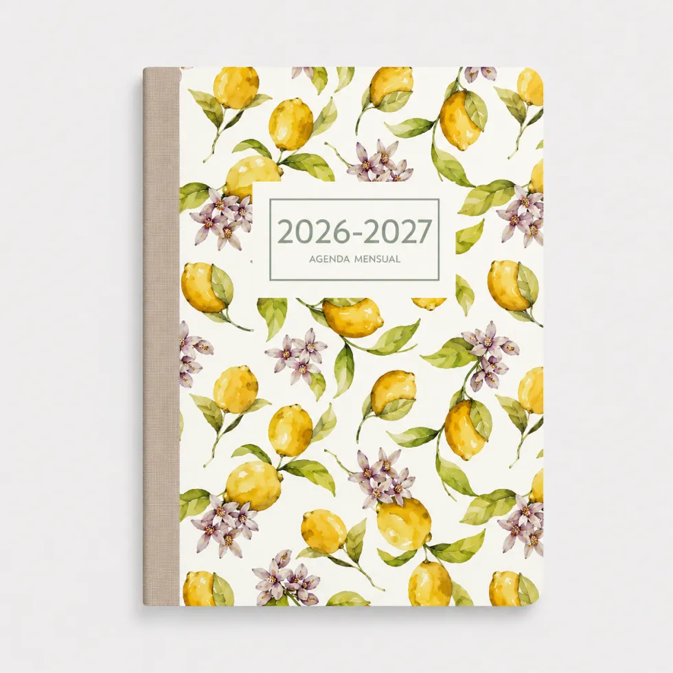 Agenda Mensual 2026-27 Castellano - 16 meses - Lemon Blossom