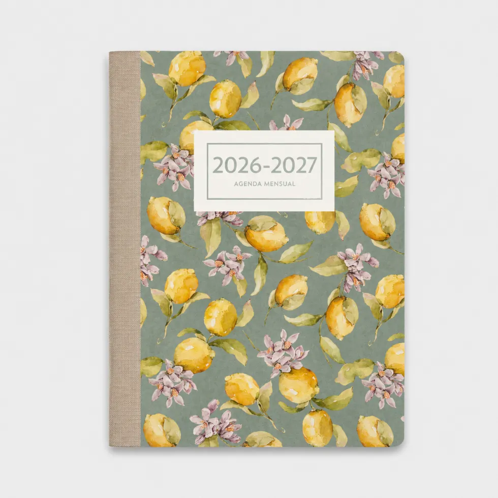 Agenda Mensual 2026-27 Castellano - 16 meses - Lemon Garden