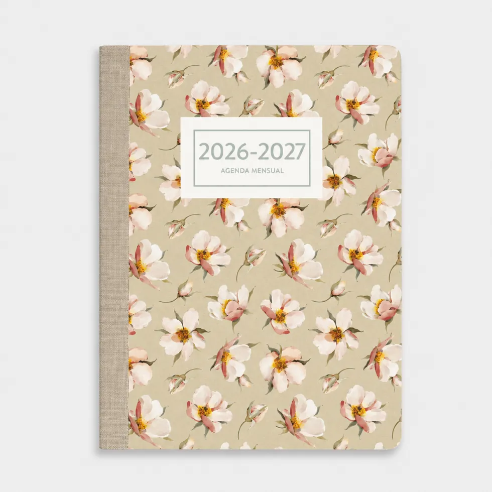 Agenda Mensual 2026-27 Castellano - 16 meses - Soft Magnolia