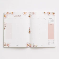 Agenda Mensual 2026-27 Castellano - 16 meses - Soft Magnolia
