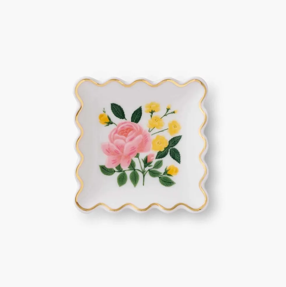 Bandejita anillero porcelana Roses Scalloped - Rifle Paper Co.