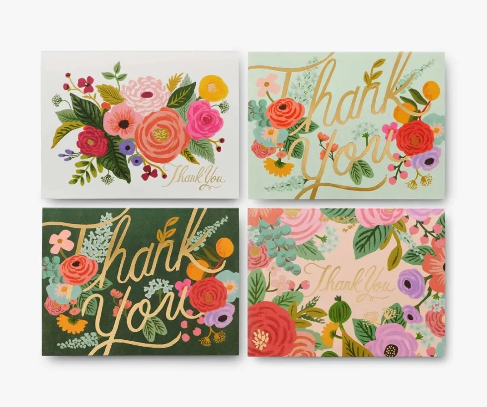 Caja con 8 tarjetas postales agradecimiento Garden Party - Rifle Paper