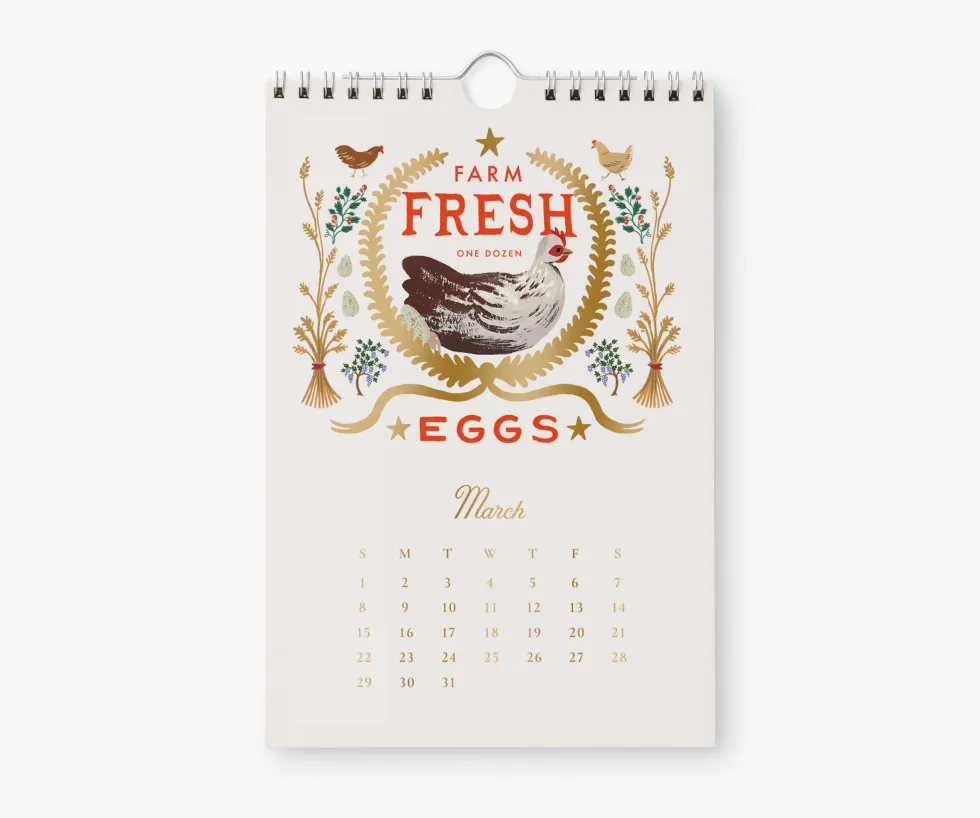 Calendario de pared 2026 - Granja - Rifle Paper