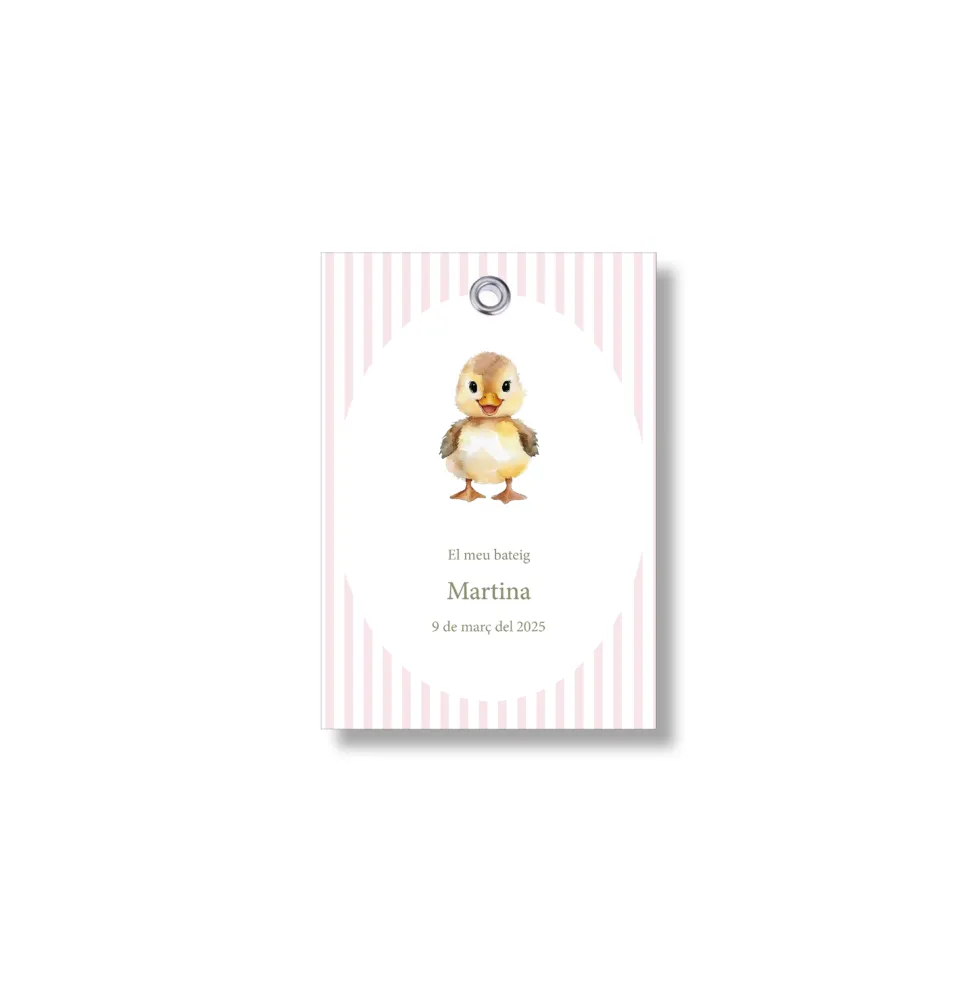 Etiqueta bautizo personalizable Rayas Animales. Tamaño 55x80mm.