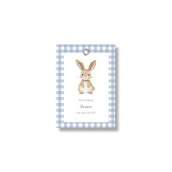 Etiqueta bautizo personalizable Vichy Animales. Tamaño 55x80mm.
