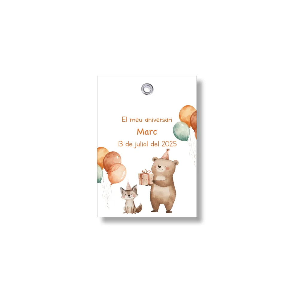 Etiqueta personalizable con motivos de animales. Tamaño 55x80 mm.