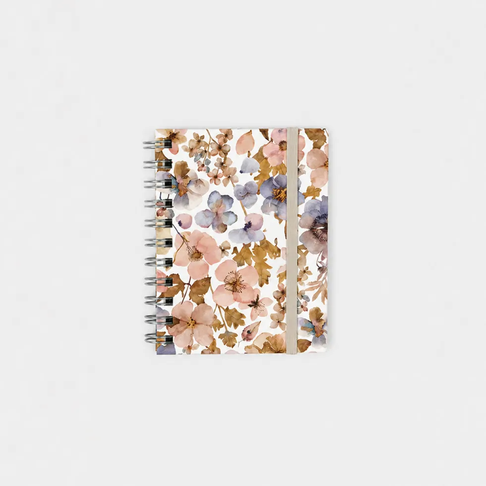 Libreta Wyro A6 Tapa Blanda Hojas Cuadrícula - Pressed Flowers Light