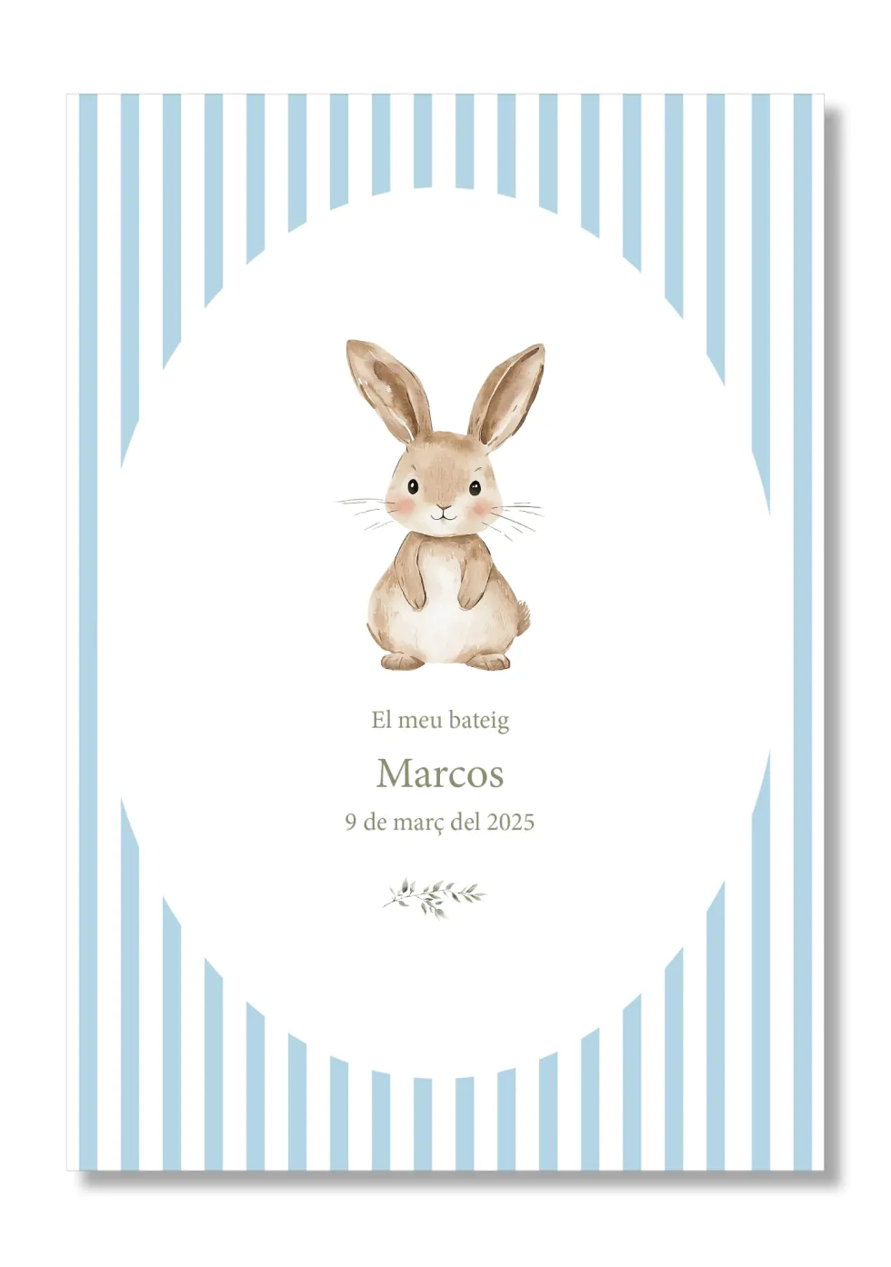 Lámina bautizo personalizable Bienvenida Rayas Animales.Tamaño A5.