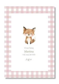 Lámina bautizo personalizable Bienvenida Vichy Animales.Tamaño A5.