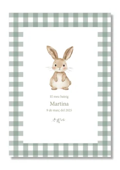 Lámina bautizo personalizable Bienvenida Vichy Animales.Tamaño A5.
