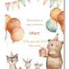 Lámina personalizable Bienvenida Cumpleaños con motivos de animales. Tamaño A5.