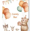 Lámina personalizable Candy Bar con motivos de animales. Tamaño A5.