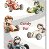 Lámina personalizable Candy Bar con motivos de automoviles. Tamaño A5.