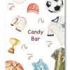 Lámina personalizable Candy Bar con motivos de deportes. Tamaño A5.