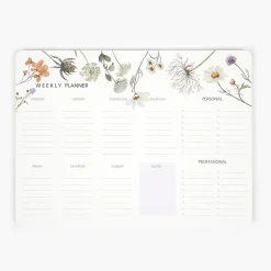 Pack Organización I Libreta + Planificador Semanal + Bloc Notas + Bolígrafo + Portabolígrafos (Wild Flowers)