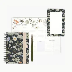 Pack Organización I Libreta + Planificador Semanal + Bloc Notas + Bolígrafo + Portabolígrafos (Wild Flowers)