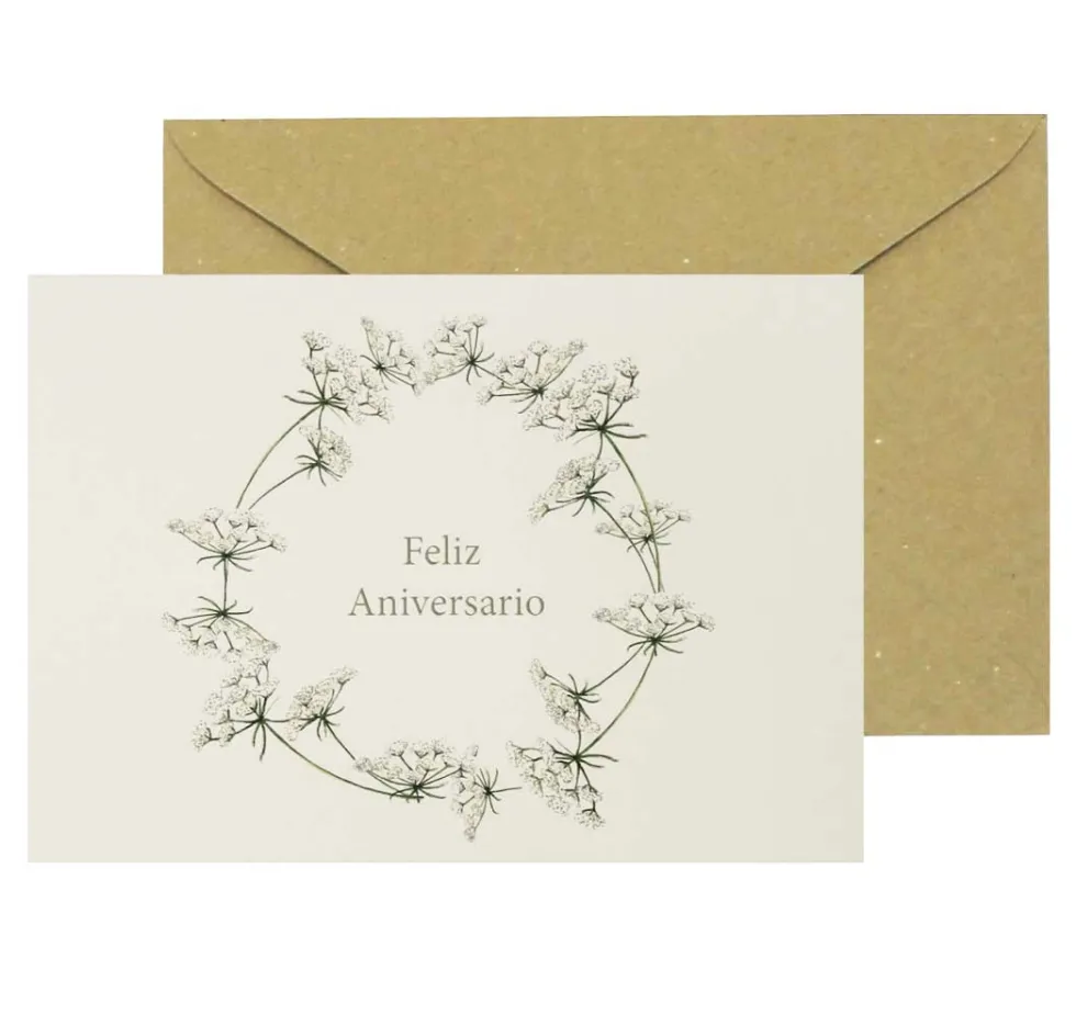 Postal A5 Corona Flores Feliz Aniversario