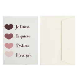 Postal Corazón Te quiero idiomas