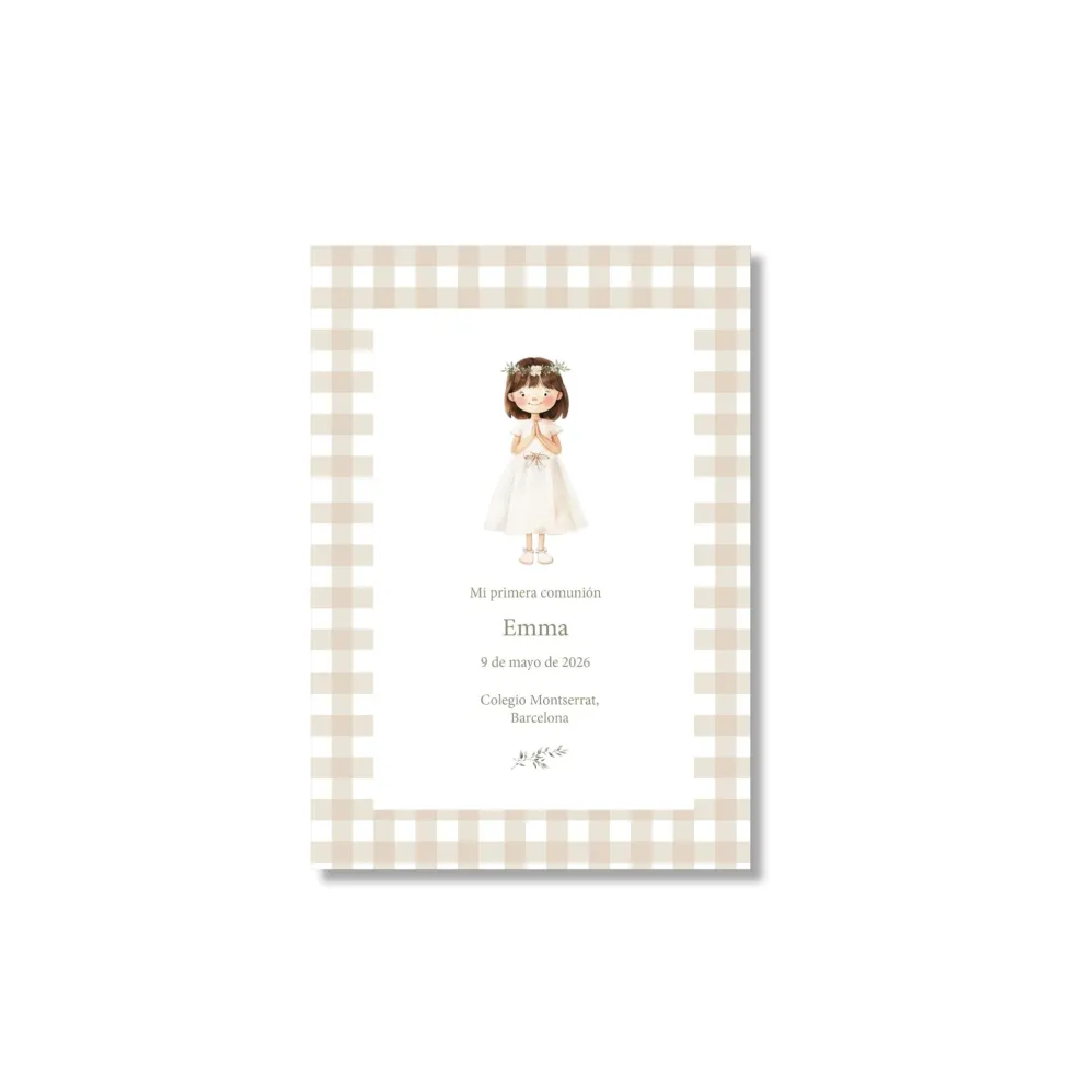 Recordatorio de comunión personalizado Vichy (Packs 12-60)