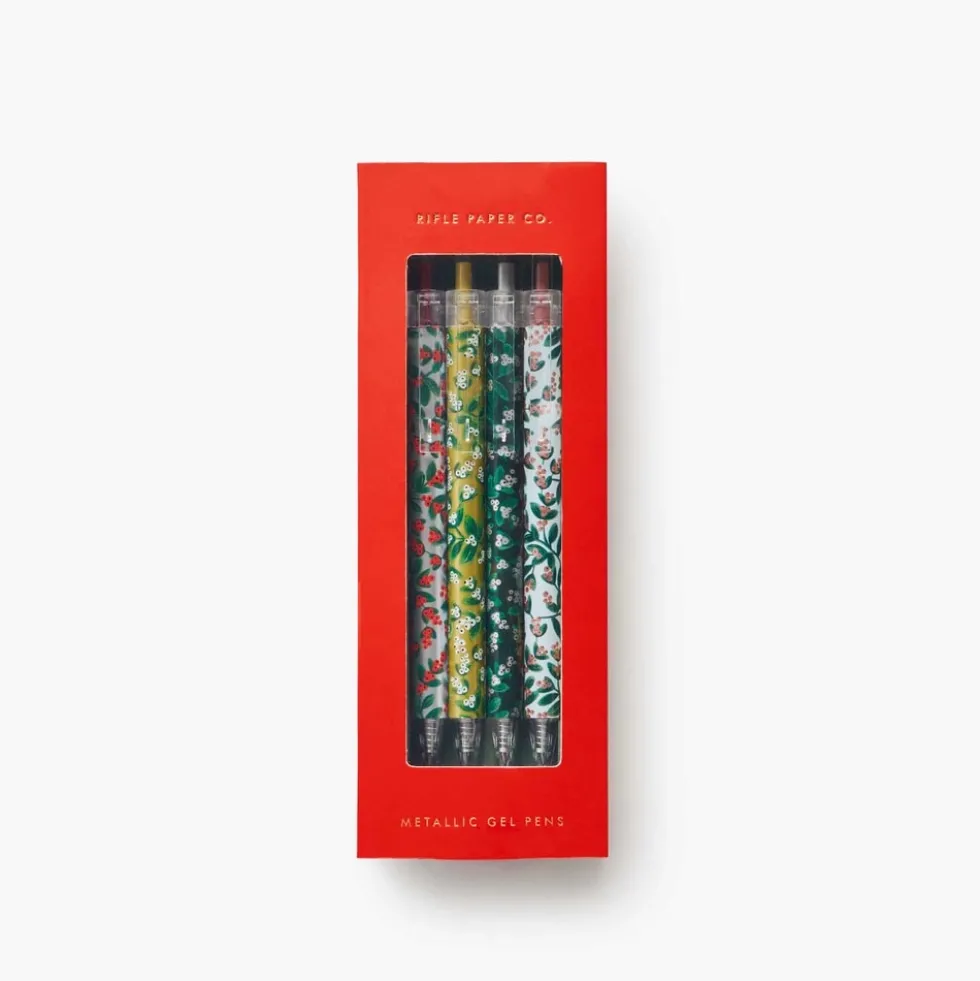 Set de 4 bolígrafos de gel metálicos Mistletoe - Rifle Paper