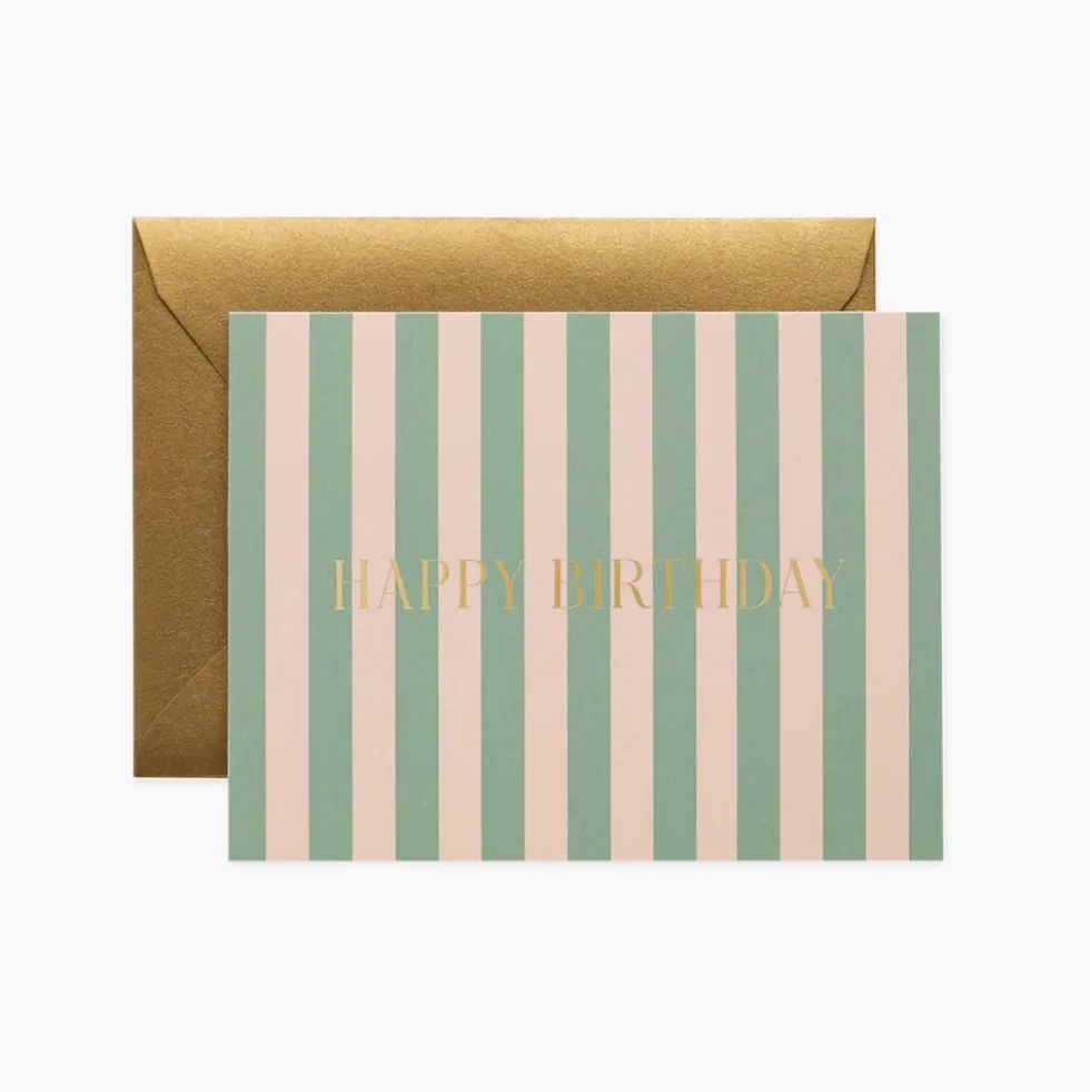 Tarjeta postal cumpleaños Cabana Stripe - Rifle Paper Co