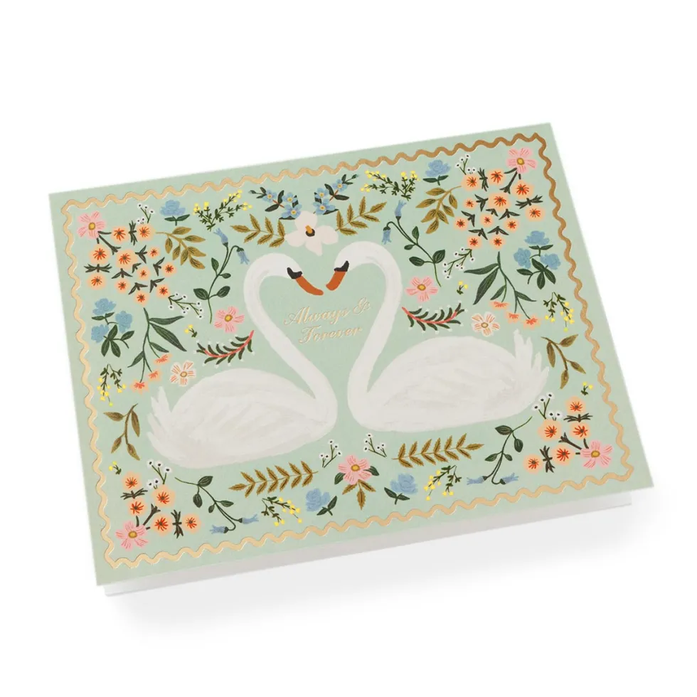 Tarjeta Postal Felicitación Boda Cisnes - Rifle Paper