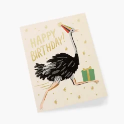 Tarjeta postal felicitación cumpleaños Avestruz - Rifle Paper