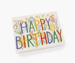 Tarjeta postal felicitación cumpleaños Brushstroke Happy Birthday - Rifle Paper