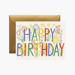 Tarjeta postal felicitación cumpleaños Brushstroke Happy Birthday - Rifle Paper