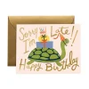 Tarjeta postal felicitación cumpleaños Turtle Belated - Rifle Paper