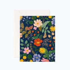 Tarjeta Postal Flores Strawberry Fields Navy
