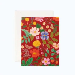 Tarjeta Postal Flores Strawberry Fields Red - Rifle Paper