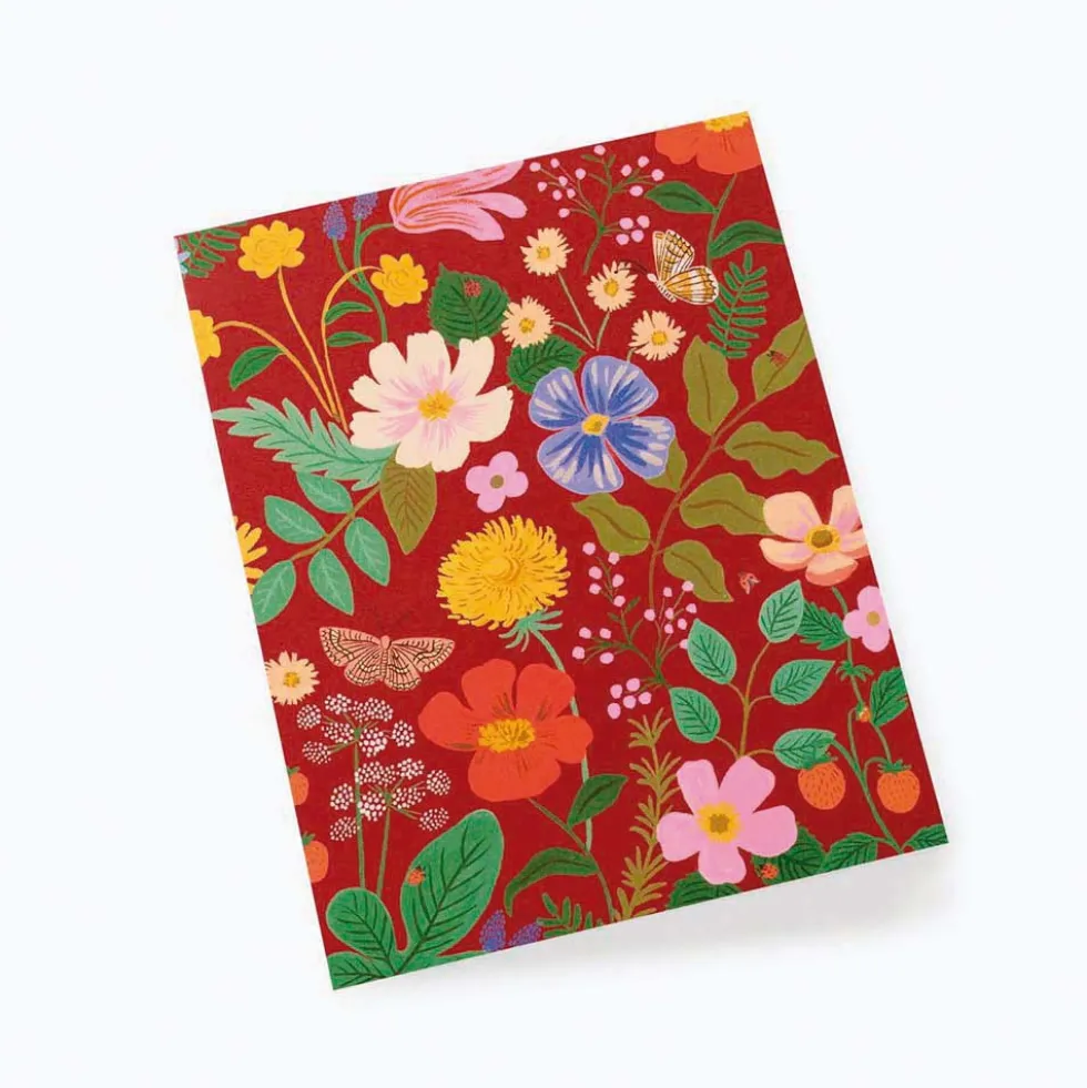 Tarjeta Postal Flores Strawberry Fields Red - Rifle Paper