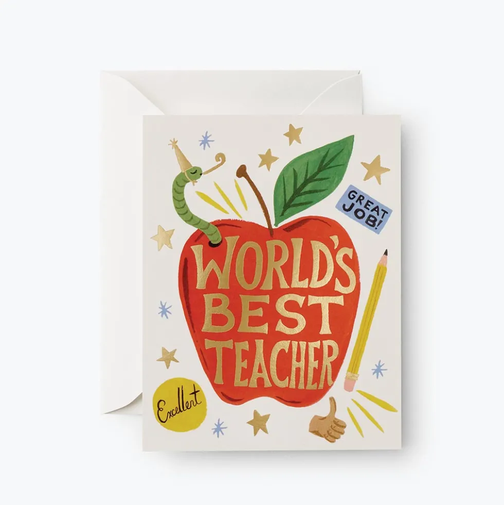 Tarjeta Postal - Worlds Best Teacher - Rifle Paper Co